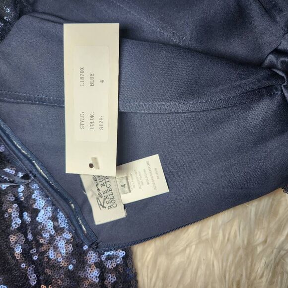 Rene by Rene Ruiz Blue Sequin Ruched Mini Dress - Picture 9 of 11